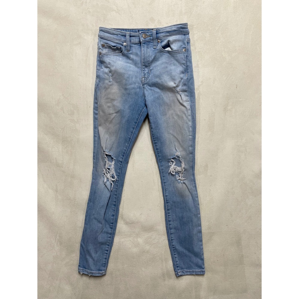 Gap Womens High Rise Skinny Jeans Light Wash Distressed Ripped Blue Denim 25